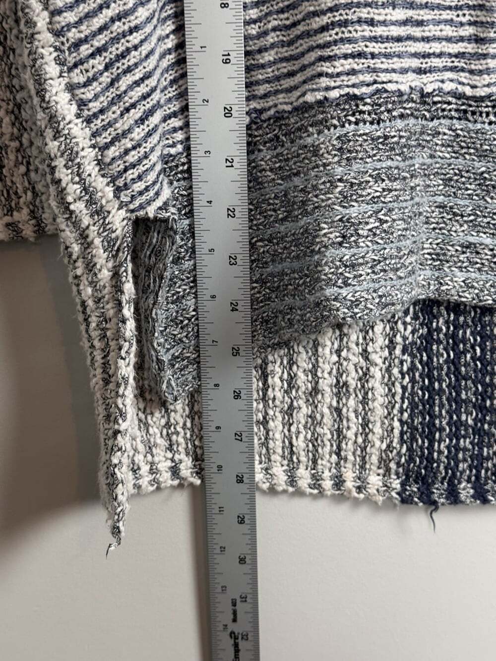 Women’s Free People Gray Blue White Striped Ribbed Knit Scoop Neck Sweater - Picture 5 of 7
